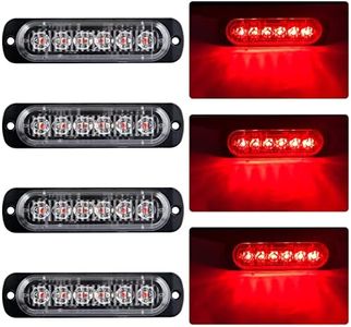 4pcs Ultra Thin 6LED Emergency Warning Lights Red Hazard Flashing Strobe Light Side Warning Light Beacon Light Universal for 12-24V Truck Trailer Caravan Camper Motorcycle Van