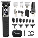 Hatteker 6-in-1 Men’s Grooming Kit, IPX6 Waterproof Electric Beard Trimmer, Cordless Hair Clipper for Beard, Nose, Ear & Body Grooming, Stainless Steel Blade with LED Display, Type-C Charging