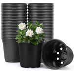 Vockvic 50Pcs Plastic Plant Pots, 10cm Black Small Flower Planter Seed Starting Pots, Plant Nursery Pots with Drainage Hole Durable Plant Container for Succulent Vegetables Herbs Transplanting