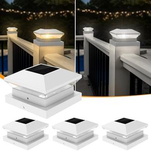 NATPOW Solar Post Lights, Fence Post Cap Lights Outdoor Warm/Cool White Light Solar Powered Modern IP65 Waterproof for 3.5x3.5 4x4 5x5 Post Garden Fence