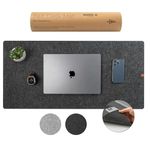 Nordik Large Felt Desk Mat - Charcoal - 89 x 43 cm - Full Desk Keyboard Mat - Computer Desk Mat for Keyboard and Mouse Pad - Desktop Mat - Large Desk Mat - Felt Desk Pad