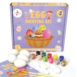 Kalakaram Egg Painting Kit for Kids, Kids Painting and Coloring Set for 5 Year Old,Fun & Creative Activity for Kids 5 Resin Mouled Fake Eggs for Painting Kids,Resin,Multicolor