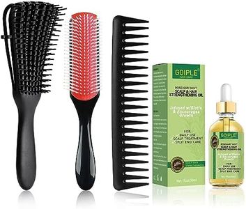 Detangling Brush for Curly Hair Curly Hair Brush for Women/Men/Kids Detangler Brush Set for Natural 3/4abc Hair with Wide Tooth Comb,Detangling Styling Brush,9 Row Nylon Bristle
