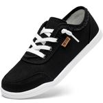 STQ Slip On Shoes Women Low Top Fashion Sneakers Canvas Casual Loafers with Arch Support Black White Size 8.5