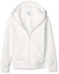 Amazon Essentials Girls' Fleece Zip-Up Hoodie Sweatshirts, White, Small