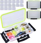 Goture 2Pcs 3600 Small Tackle Boxes for Fishing, Waterproof Fishing Tackle Box, 3600 Tackle Trays with Removable Dividers, BPA-Free Plastic Clear Fishing Tackle Storage Organier Box for Lures