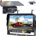 RV Backup Camera Wireless Magnetic: Portable Solar Easy Install 7'' Touch Key DVR Monitor 15000mAh Rechargeable Battery HD 1080P 170° Wide View Hitch Rear View Camera for Trailer Truck Rohent N12