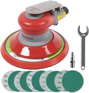 Pneumatic random orbital sander 6-inch light weight palm sander 3/16" (5 mm) diameter orbit 12000 RPM with extra 15pcs sandpaper