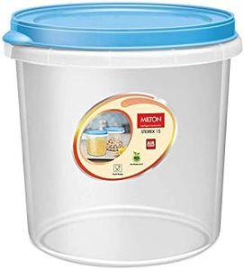 MILTON Storex Plastic Storage Container 15 Litres with Airtight Lid For Storing Grains, Pulses, Rice, Atta, Large Transparent Box Kitchen Organizers