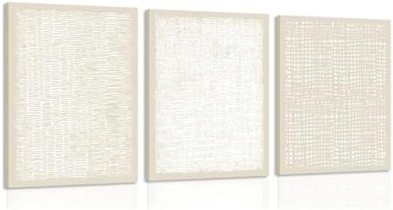 YFvrPt Framed Line Canvas Wall Art Set of 3 Neutral Boho Abstract Line Artwork Minimalist Beige Painting Modern Art Prints Aesthetic Room Decor Wall Picture Home Decor Bedroom 16x24 In