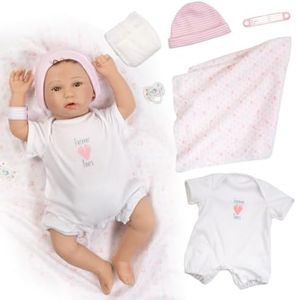 Paradise Galleries Realistic Reborn Newborn Girl Baby Doll 18 Inch Lifelike Rooted Hair 8 Piece Gift Set for Ages 3 and Up - Forever Yours Treasure