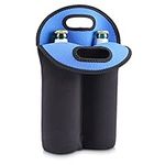 kwmobile Neoprene Sleeve for 2X 500ml Bottles - Bottle Cooler to Keep Beer, Soda, Soft Drinks Cool - Black/Dark Blue