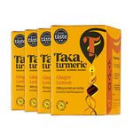 Taka Turmeric, 4 pack (60 Teabags) Organic Lemon and Ginger Tea Bags with Turmeric & Black Peppercorns, Turmeric Tea, Caffeine Free Fruit Tea, Detox Tea, No Added Flavourings, Recyclable Packaging