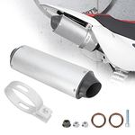 28mm 1.1 inch Exhaust Muffler Silencer Pipe and Clamp Gasket, Compatible with 50cc 110 125cc Coolsters Sport-Bs Taotaos Chinese Dirt Pit Bikes Venom ATVs Quad 4 Wheeler-Silver