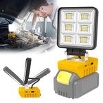 NATPOW Work Light for Dewalt 18v Battery, Rechargeable Flood Light Outdoor with 2 Mode, USB & Type-C Portable Light 150° Rotation, 5200LM Camping Light for Car Repairing Camping Emergency(No Battery)