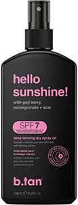 b.tan SPF 7 Deep Tanning Dry Spray | Hello Sunshine Tanning Oil - Enriched w/Bronzer & Tan Boosting Actives, Deeply Nourishes Skin w/Goji Berry, Pomegranate + Açai, Vegan, Cruelty Free, 8 Fl Oz