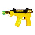 WISHKEY Plastic Musical Toy Gun for Kids, Sound Toy with Infrared Laser Light Effects, Pretend Play Vibrating Laser Gun Toy with Muzzle Movement, Yellow, 4+ Years, (Pack of 1)