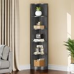 YITAHOME 5-Tier Corner Shelf, 30x30x180cm Modern Free Standing Corner Bookshelf, 5 Shelf Display Corner Bookcase and Bookshelves,Wooden Open Storage Book Shelves for Living Room, Home Office