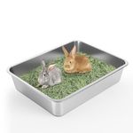 IKITCHEN Stainless Steel Cat Litter Box, Large Metal Litter Pan for Cats Rabbits, Never Absorbs Odors,Stain Free, Rustproof, Non Stick Smooth Surface, Anti-slip Rubber Bottom, 17.7"L x 13.7"W x 4"H