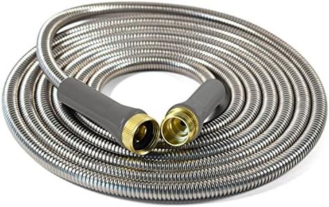 Short Stainless Steel Garden Hose 5 Ft – Lightweight Flexible Metal Garden Hose - Thorn Proof Steel Metal Water Hose with Solid Fittings for Garden, Outdoor Use (5 FT)