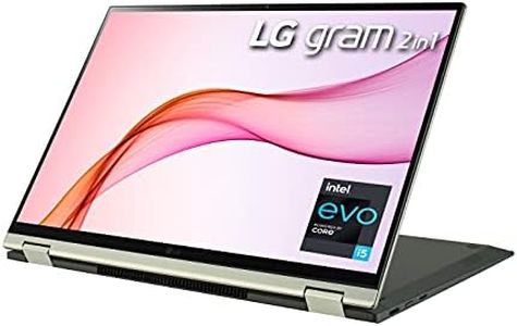 LG Gram 16T90P 16" WQXGA (2560 x 1600) 2-in-1 Lightweight Touch Display Laptop, Intel Evo 11th Gen Core i7 , 16GB RAM, 512GB SSD, 21 Hour Battery, Alexa Built-in, 2X USB-C, HDMI, USB- Green