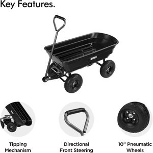 VonHaus Garden Dump Cart – 75L Tipping Wheelbarrow Wagon, 250kg Load