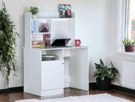 DeckUp Zeus Engineered Wood Study & Computer Table and Office Desk (White, Matte Finish)