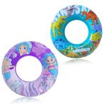 2 Pack Inner Tubes for Floating, Pool Floats Adult, Big Floaties for Kids and Teens, Pool Tubes Heavy Duty, Dinosaur and Mermaid Round Pool Floats, Beach Swim Ring and Summer Pool Party Toys