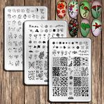 Nail Stamping Plates Nail Stamp, 3pcs Big Nail Stamping Kit Set, Lotus Flower Petal Flamingo Image Nail Art Tool Templates,Size 14.5 * 9.5cm Abstract Face Stamping Plates Nail Stamper for Gel Polish