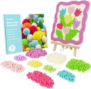 Funto Tulip Pom Pom Painting Art Kit, 1100+ pom poms, Canvas and Sturdy Easel for Home Decor, Suitable for Kids and Adults DIY Painting