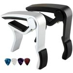 Capo Guitar Capo for Acoustic Electric Guitar Ukulele - 2 Pack Guitar Kapo (Black+Silvery)