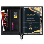 FEDUS Multipurpose Leatherette Professional File Folders for Certificates,Documents Holder,Document Bag, Portfolio, Executive File Legal Size Documents Holder with 20 Leafs for Men and Women, Black