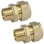 Reeds 15mm Compression by 3/8" BSP Male Iron Thread European Flexible Tap Adapters (Pair) Brass WRAS Aproved