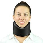 Vive Neck Brace - Foam Cervical Collar - Adjustable Soft Support Collar Can Be Used During Sleep - Wraps Aligns and Stabilizes Vertebrae - Relieves Pain and Pressure in Spine (Black, 4" Inch Width)