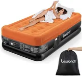 Lewondr Twin Air Mattress with Built in Pump, 18" Deluxe Blow Up Mattress, Adjustable Self Inflating Air Mattress, 2Min Fast Inflatable Mattress for Camping, Home, Guests, Travel(550 lb MAX), Orange