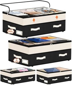 Dolicer 4 Pack Under Bed Storage with Wheels, 6in-10in Height Adjustable Underbed Storage Containers, 92L XXXL Under Bed Drawers Rolling Bin with Clear Lids for Dorm Shoes Clothes Organizers(Black)