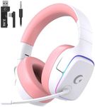 Gvyugke 2.4GHz Wireless Gaming Headsets for PS5, PS4, PC, Switch - Bluetooth 5.3 Gaming Headphones with Noise Canceling Mic, 7.1 Surround Sound, 70H Battery, RGB Lighting - Pink