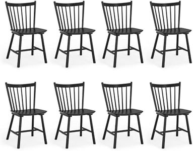 LUE BONA Upgraded Dining Chairs Set of 8, Farmhouse Wooden Spindle Back Kitchen Chairs, Windsor Dining Chairs for Kitchen and Dining Room, Black