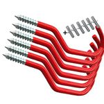 AIYoo Bike Hooks,Heavy Duty Bicycle Storage Hooks Set,Screw-in Utility Storage Hangers Shed Garage Garden Hook Plastic Coated Wall Mounted/Ceiling Red Pack of 6 for Mountain/Road Bikes