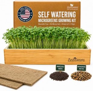 Self Watering Microgreens Growing Kit. Hands Down the Easiest Way to Grow Microgreens. Includes Microgreens Tray, Seeds, Mats, and Bamboo Surround. No Soil Needed. Easy Setup. (Salad & Broccoli)