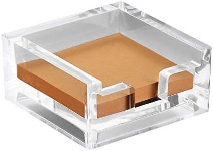 Modern Innovations 3 x 3 Crystal Clear Acrylic Notepad Holder W/O Pads - Sticky Notes Holder - Sticky Notepad Holder Perfect for Dorm Room and Office Desk Organization