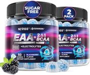 Essential Amino Acids EAA Gummies Nutritional Supplements for Women Men, BCAAs Branched Chain Amino Acids Supplement Gummies w/ Electrolyte Hydration, Black Raspberry Flavor, Gluten Free, Vegan, 120ct