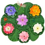 MicButty 16 Pcs Artificial Floating Foam Lotus Flower with Water Lily Pad, Pond Plants, Floating Lily Pads For Ponds, Artificial Water Lilies for Ponds Lifelike Ornanment for Garden Pond Decoration