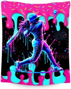 PoshWrap Girls Baseball Drip Blanket, Kids Throw Gifts for Teens, 60" x 80"