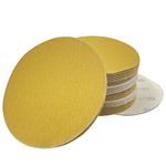 AutKerige 100 Pcs 6inch Hook and Loop Sanding Discs， 180 Grits Gold Sandpaper for Random Orbital Sanders，Aluminum Oxide Abrasive - Ideal for Automotive Paint and Woodworking