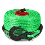 STEGODON 3/8" x 100ft Synthetic Winch Rope 23,809lbs Dyneema Winch Cable Line with Hook and Sleeve Protection Car Tow Recovery Cable for 4WD Off Road Vehicle Truck SUV Jeep(Green)