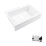 Parker Fireclay Quick-Fit Drop-in Farmhouse Kitchen Sink and Care Kit, 34" Crisp White Single Bowl with 1 Hole