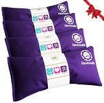 Happy Wraps Namaste Lavender Yoga Eye Pillows - Hot Cold Aromatherapy for Stress, Meditation, Spa, Relaxation Gifts - Set of 4 - Purple Cotton