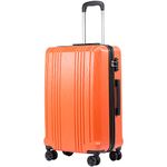 Coolife Luggage Expandable Suitcase PC+ABS with TSA Lock Spinner 20in24in28in (Orange, S(20in)_Carry on)