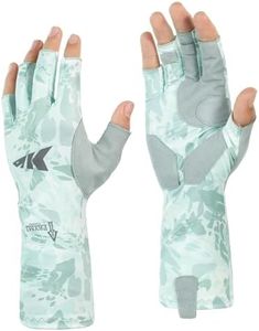 KastKing Agies Fishing Gloves Men, UPF 50+ Sun Gloves UV Protection, Cooling Quick-Dry 3/4 Fingerless Gloves with Extended Cuff, Microfiber Palm & Pull Tabs, for Fishing, Kayaking, Hiking, Hunting
